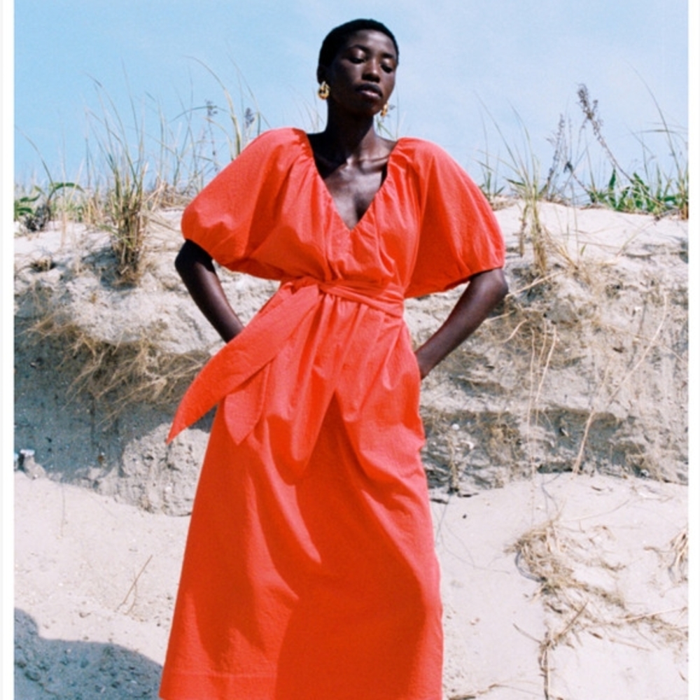 SOLD NWT MARA HOFFMAN ALORA MAXI COTTON DRESS IN POPPY ORANGE RED COLOR SOLD OUT